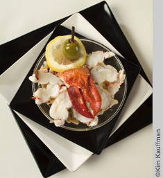 Lobster-Martini food photograph by food photographer kimkauffman for a direct mail postcard for a restaurant