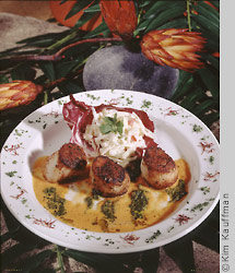 Food photo of scallops appetizer for restaurant promotion by food photographer kim kauffman