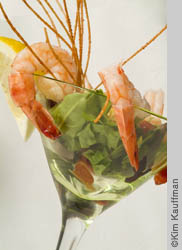 Food photo of shrimp cocktail appetizer in glass by food photographer kim kauffman