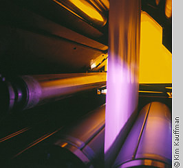 Industrial photograph of web printing press by kim kauffman for corporate advertising use