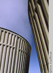Industrial abstract photo of power plant cooling towers by photographer kim kauffman for corporate annual report