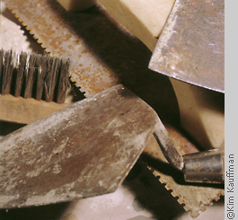 abstract photograph of worn construction tools by kim kauffman