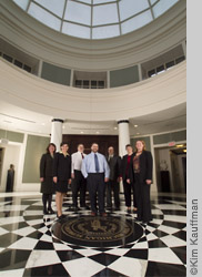 Group portrait made on location at the State of Michigan Hall of Justice Building in Lansing, MI for use in a Magazine, borchures and a web site.